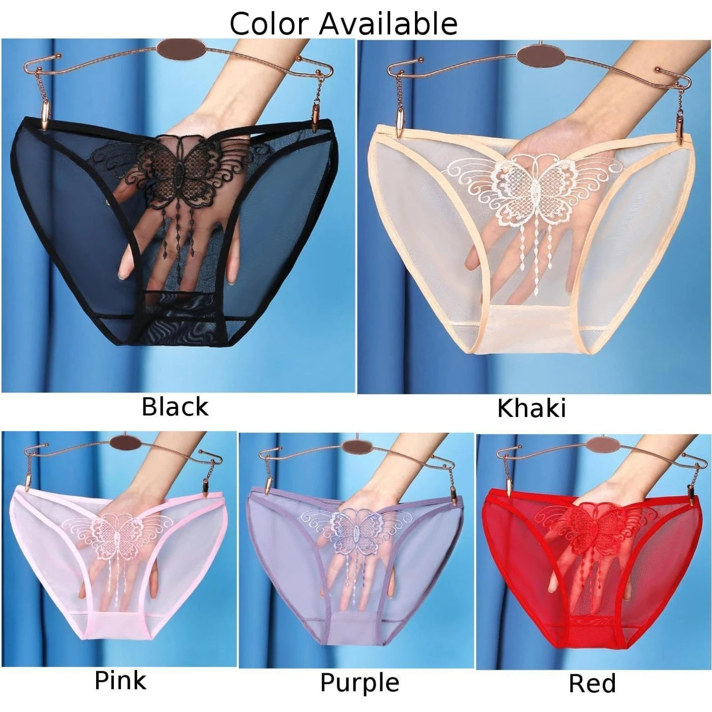 Butterfly Embroidered Mesh Panty
