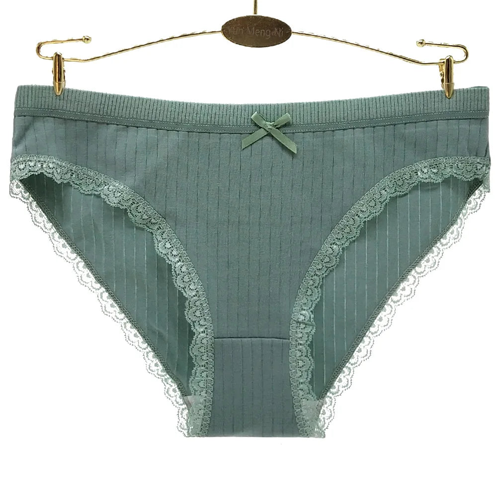 Cotton Underwear With Bow 6 Pcs/Set