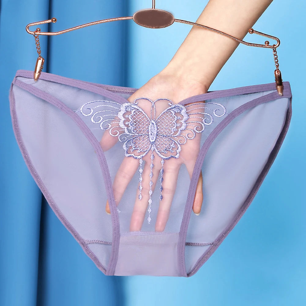 Butterfly Embroidered Mesh Panty