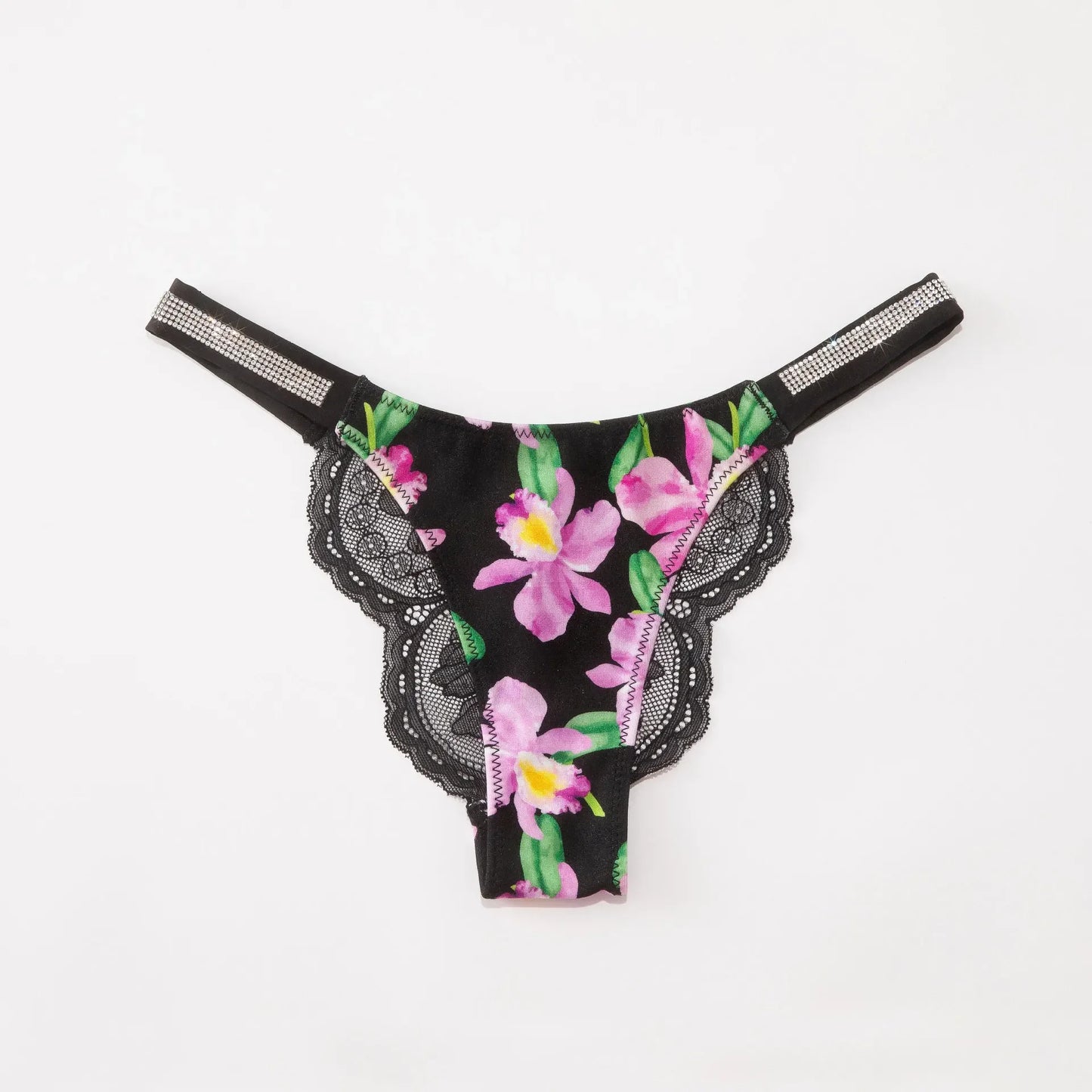 Rhinestone Lace Thong