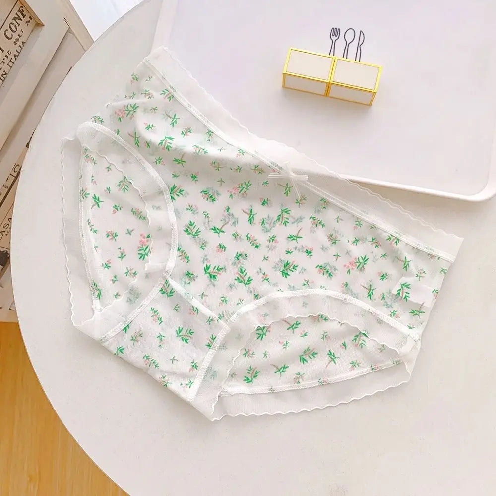 Ultra-Thin Mesh Flower Panties 5 Pcs/Set