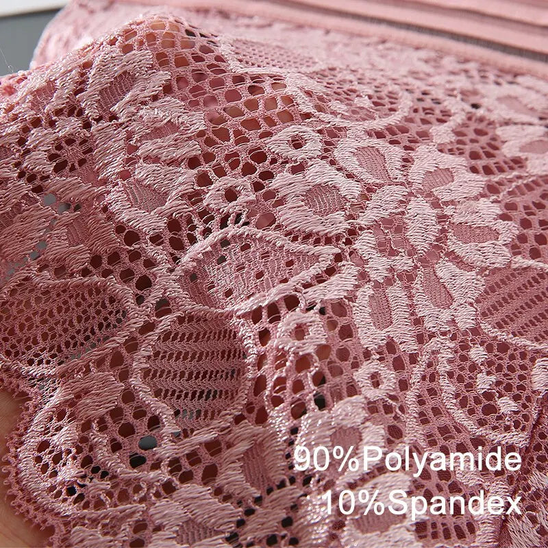 Breathable Lace & Ribbed Underwear 3pcs/Set