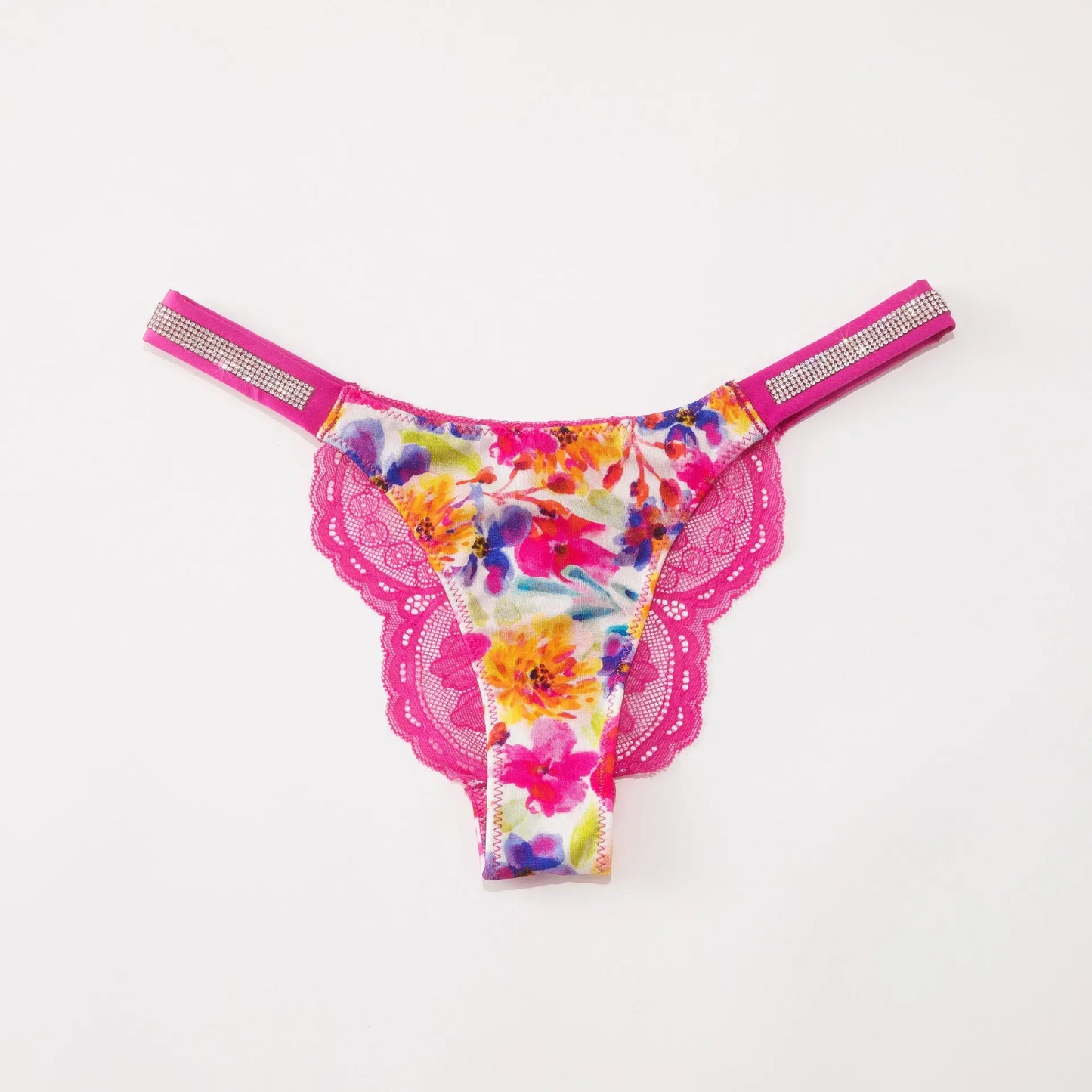Rhinestone Lace Thong