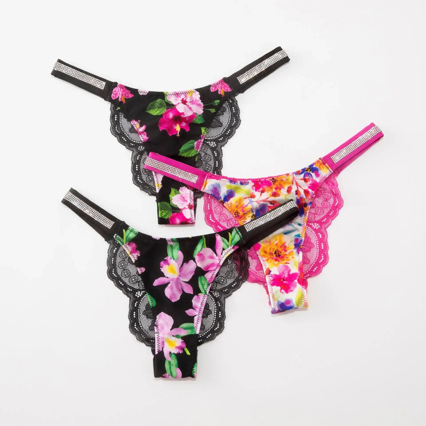Rhinestone Lace Thong