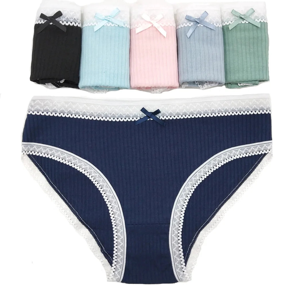 Cotton Underwear With Bow 6 Pcs/Set