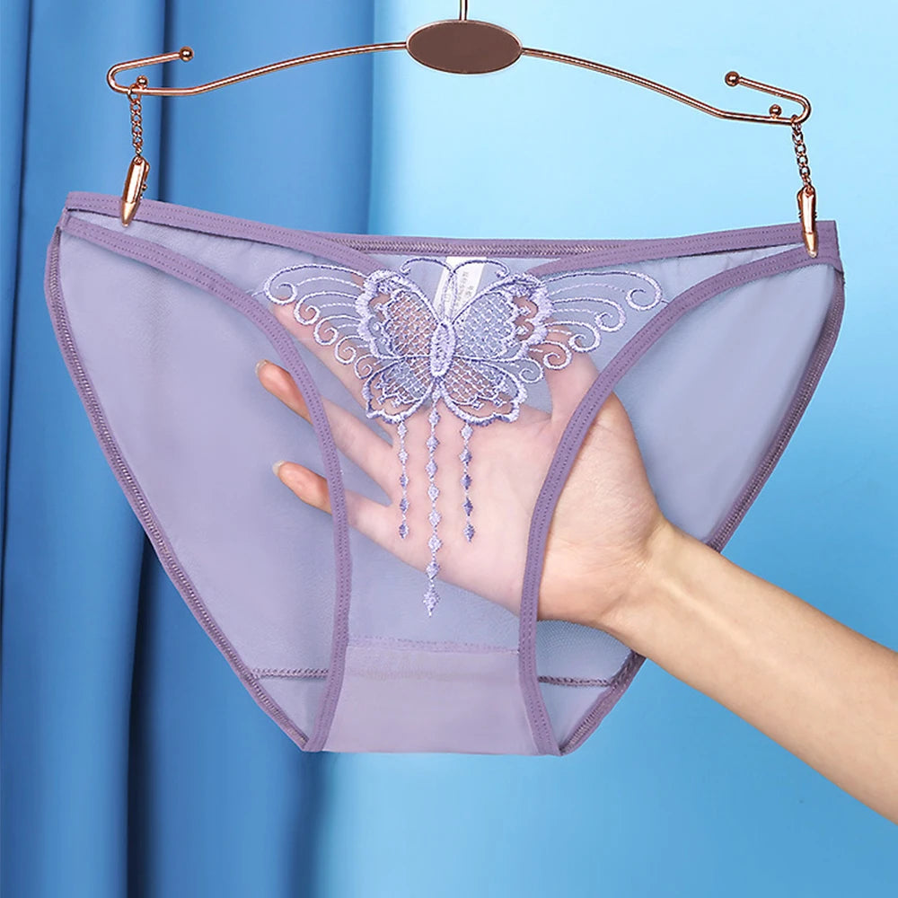 Butterfly Embroidered Mesh Panty