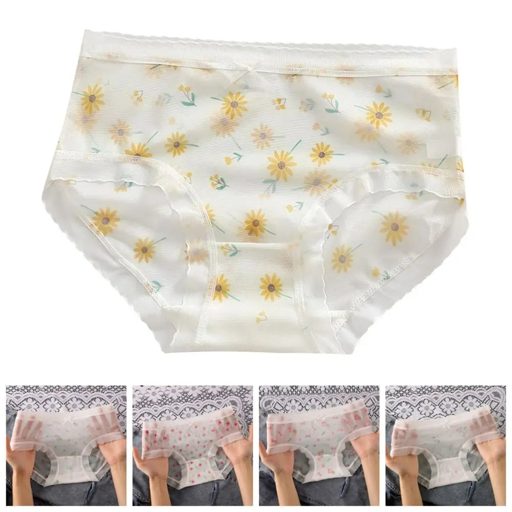 Ultra-Thin Mesh Flower Panties 5 Pcs/Set