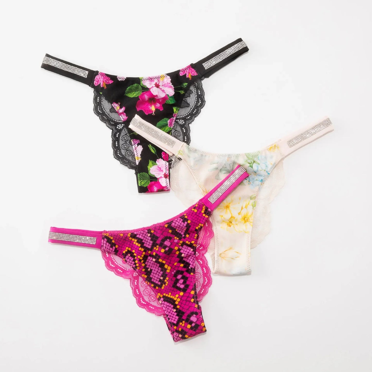 Rhinestone Lace Thong