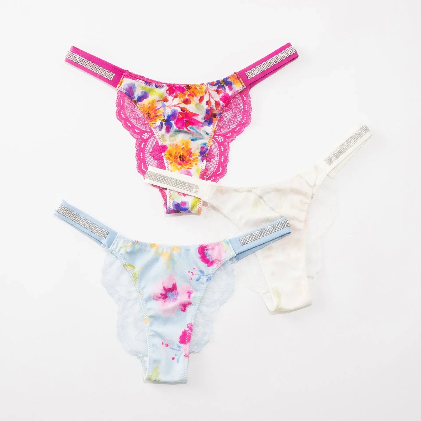 Rhinestone Lace Thong