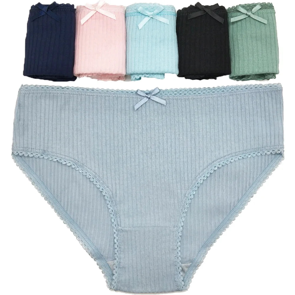 Cotton Underwear With Bow 6 Pcs/Set