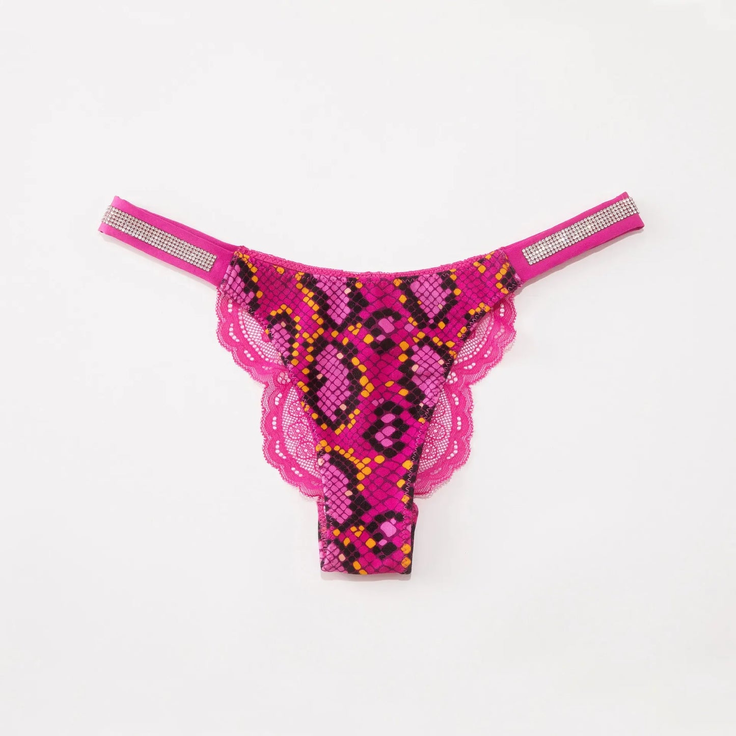 Rhinestone Lace Thong