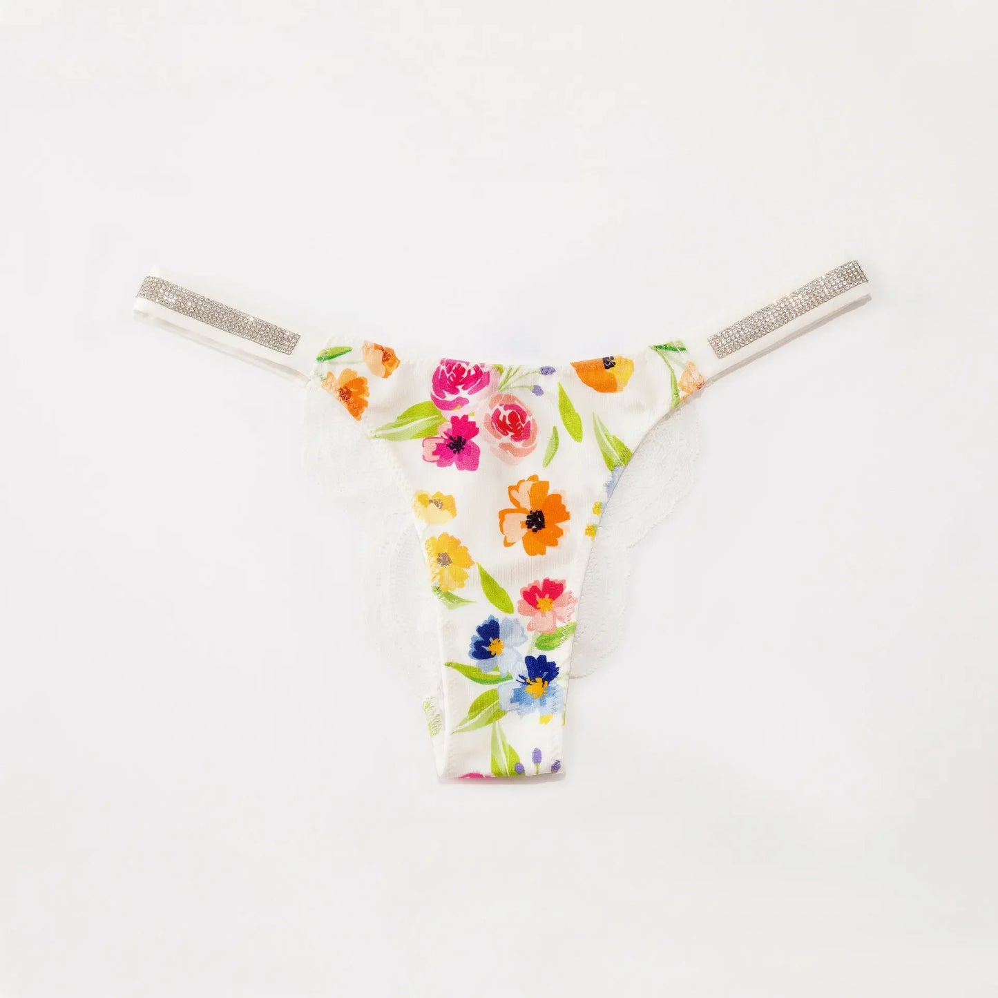 Rhinestone Lace Thong