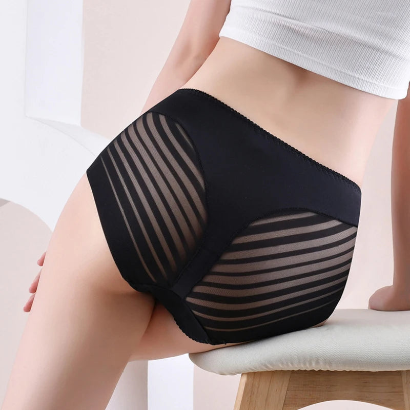 Plus Sized Stripped High Rise Panties