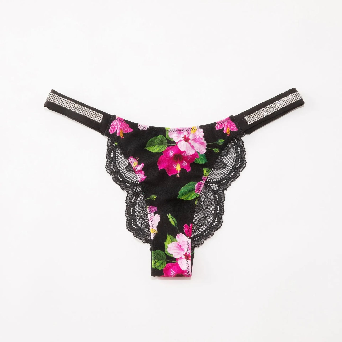 Rhinestone Lace Thong