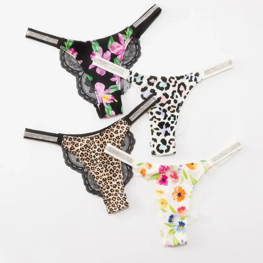 Rhinestone Lace Thong