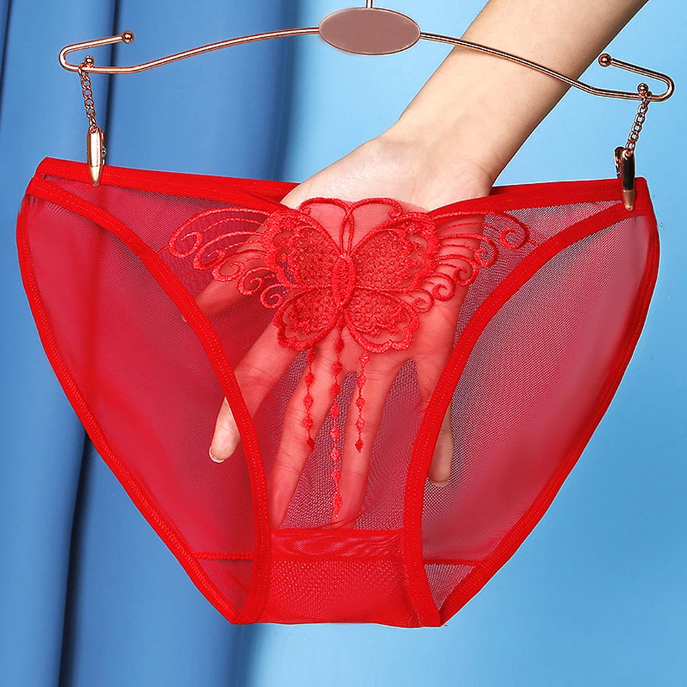 Butterfly Embroidered Mesh Panty